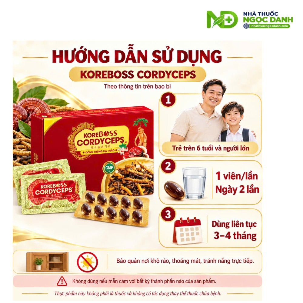Đông Trùng Hạ Thảo Koreboss Cordyceps Canadas Pharma Hộp 60 Viên Nang Mềm – Hỗ Trợ Bồi Bổ Cơ Thể, Tăng Sức Đề Kháng - Ảnh 3